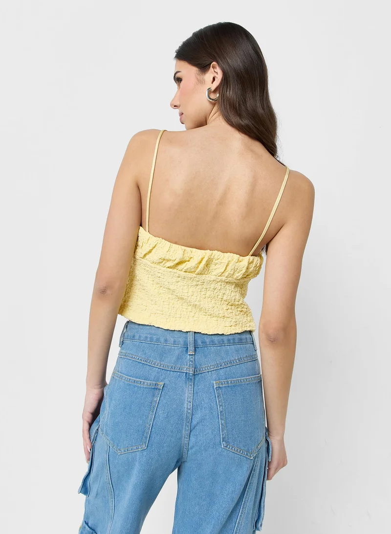 Ginger Cami Textured Bow Tie Detail Top